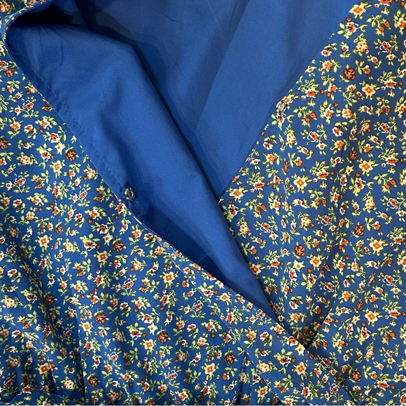 Pretty Garden Feminine Blue Floral Ruffled Wrap Maxi Dress with Flutter Sleeves - Picture 4 of 5